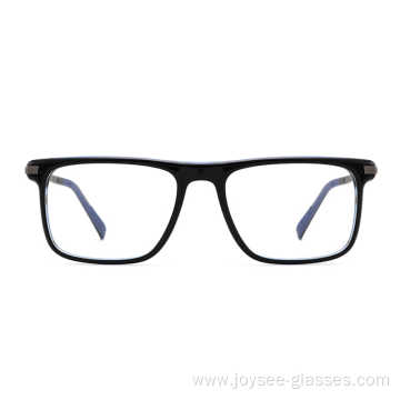 New Classical Full Rim Rectangle Acetate Combined With Metal Custom Logo Eyeglasses